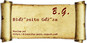 Blázsits Géza névjegykártya